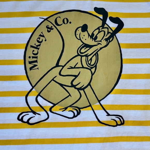 Disney Mickey & Co PLUTO Striped Tee • Retro Yellow Character Shirt (XL) - Picture 2 of 9
